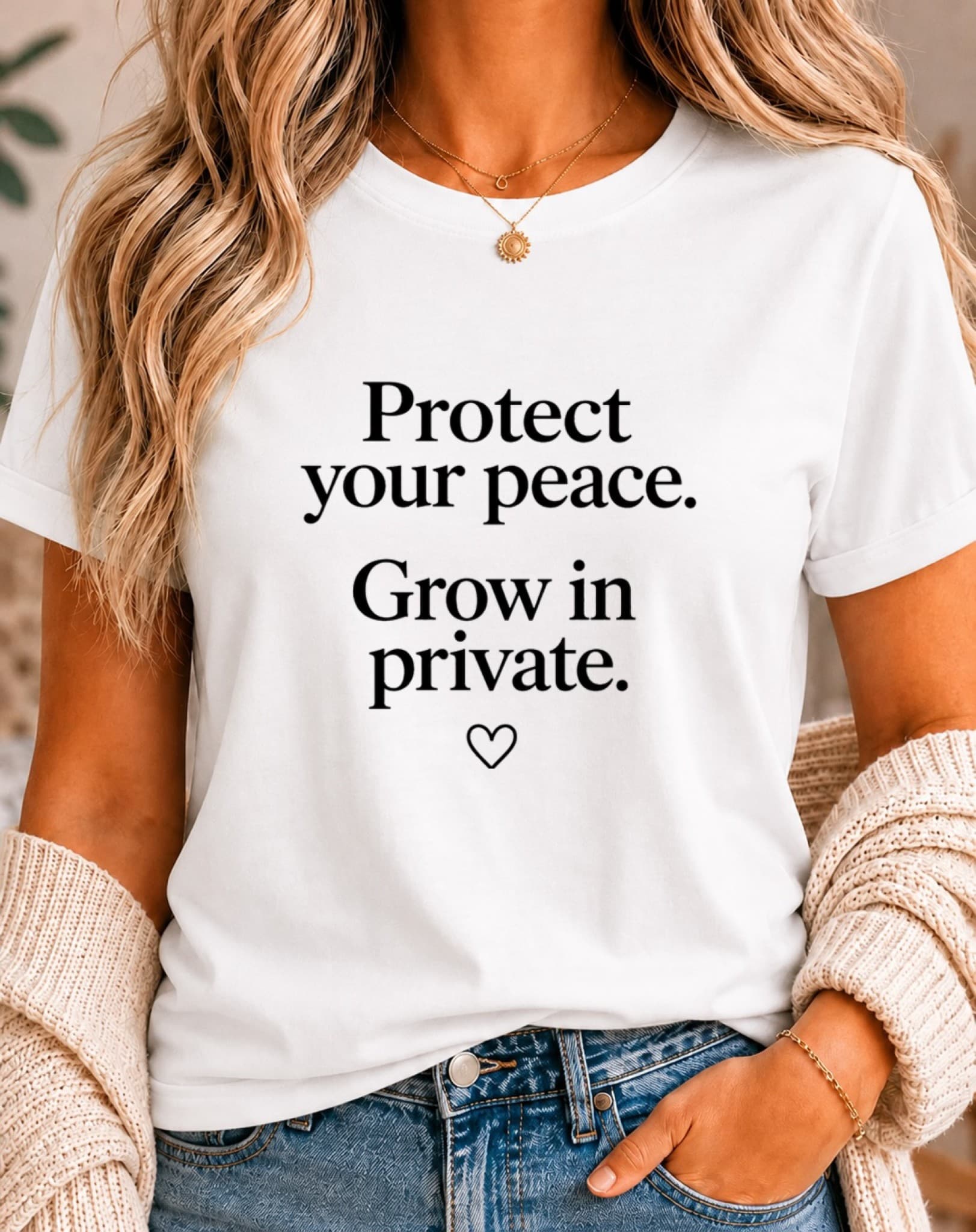 Protect Your Peace Grow in Private women's slogan t-shirt by ObjectHours
